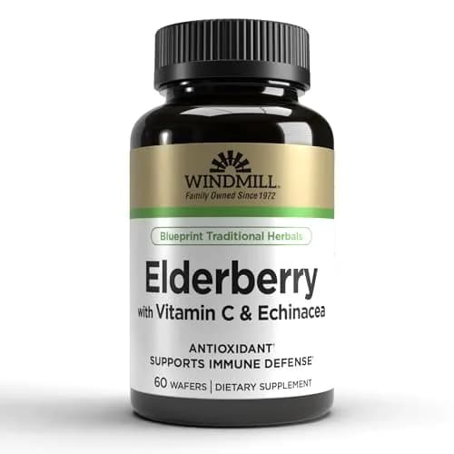 Windmill Elderberry with Vitamin C & Echinacea Capsules 60 Ea | Immune Support & Antioxidant Boost thumbnail 1