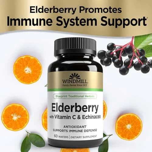 Windmill Elderberry with Vitamin C & Echinacea Capsules 60 Ea | Immune Support & Antioxidant Boost thumbnail 3