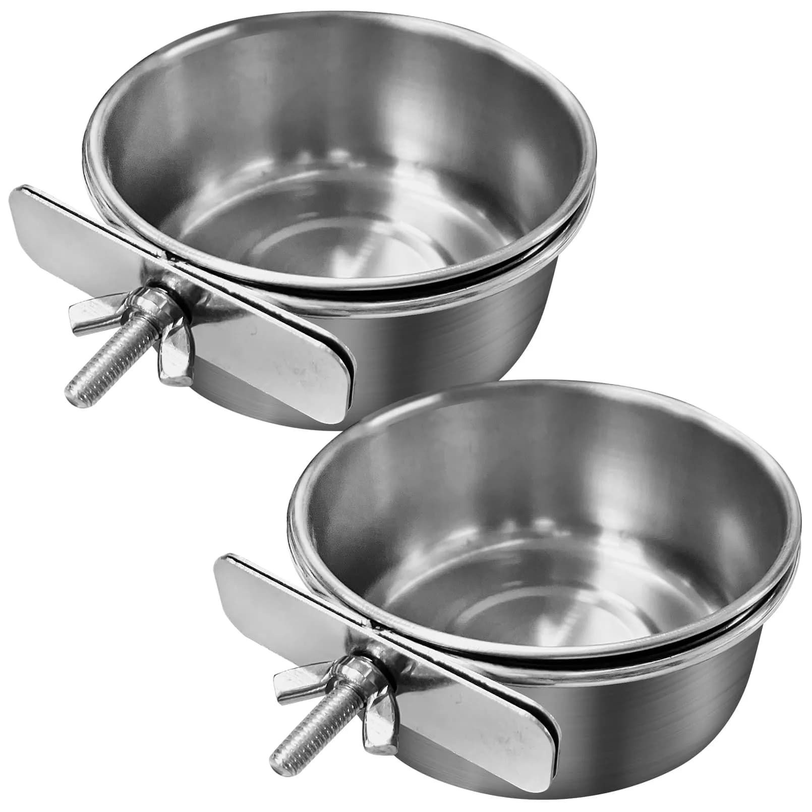 Tfwadmx Bird Feeding Dish Cups Parrot Food Bowl Clamp Holder Coop Cup 2PCS | Stainless Steel Water & Food Bowls for Cage