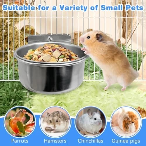 Tfwadmx Bird Feeding Dish Cups Parrot Food Bowl Clamp Holder Coop Cup 2PCS | Stainless Steel Water & Food Bowls for Cage thumbnail 6