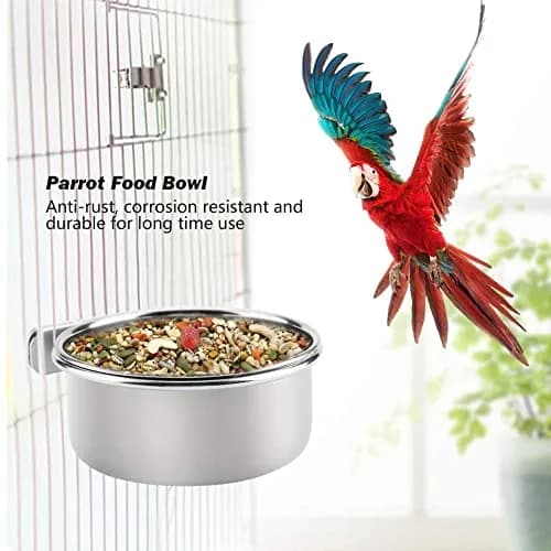 Tfwadmx Bird Feeding Dish Cups Parrot Food Bowl Clamp Holder Coop Cup 2PCS | Stainless Steel Water & Food Bowls for Cage thumbnail 7
