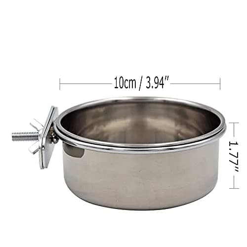 Tfwadmx Bird Feeding Dish Cups Parrot Food Bowl Clamp Holder Coop Cup 2PCS | Stainless Steel Water & Food Bowls for Cage thumbnail 8