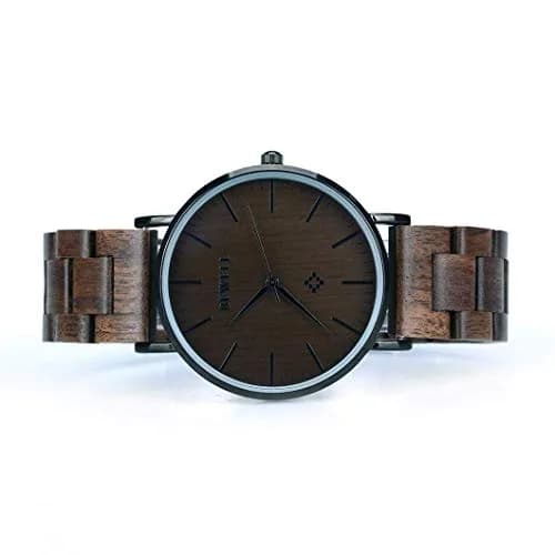 BEWELL Wooden Watches for Men Women Slim Analog Quartz Minimalist Couple Wrist Watch (Mens-Black) | Eco-Friendly & Stylish thumbnail 4