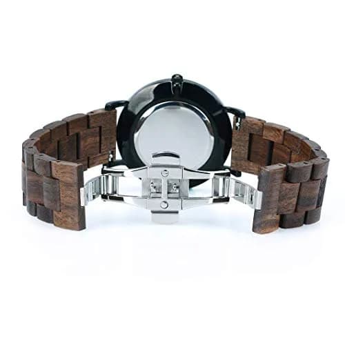 BEWELL Wooden Watches for Men Women Slim Analog Quartz Minimalist Couple Wrist Watch (Mens-Black) | Eco-Friendly & Stylish thumbnail 5