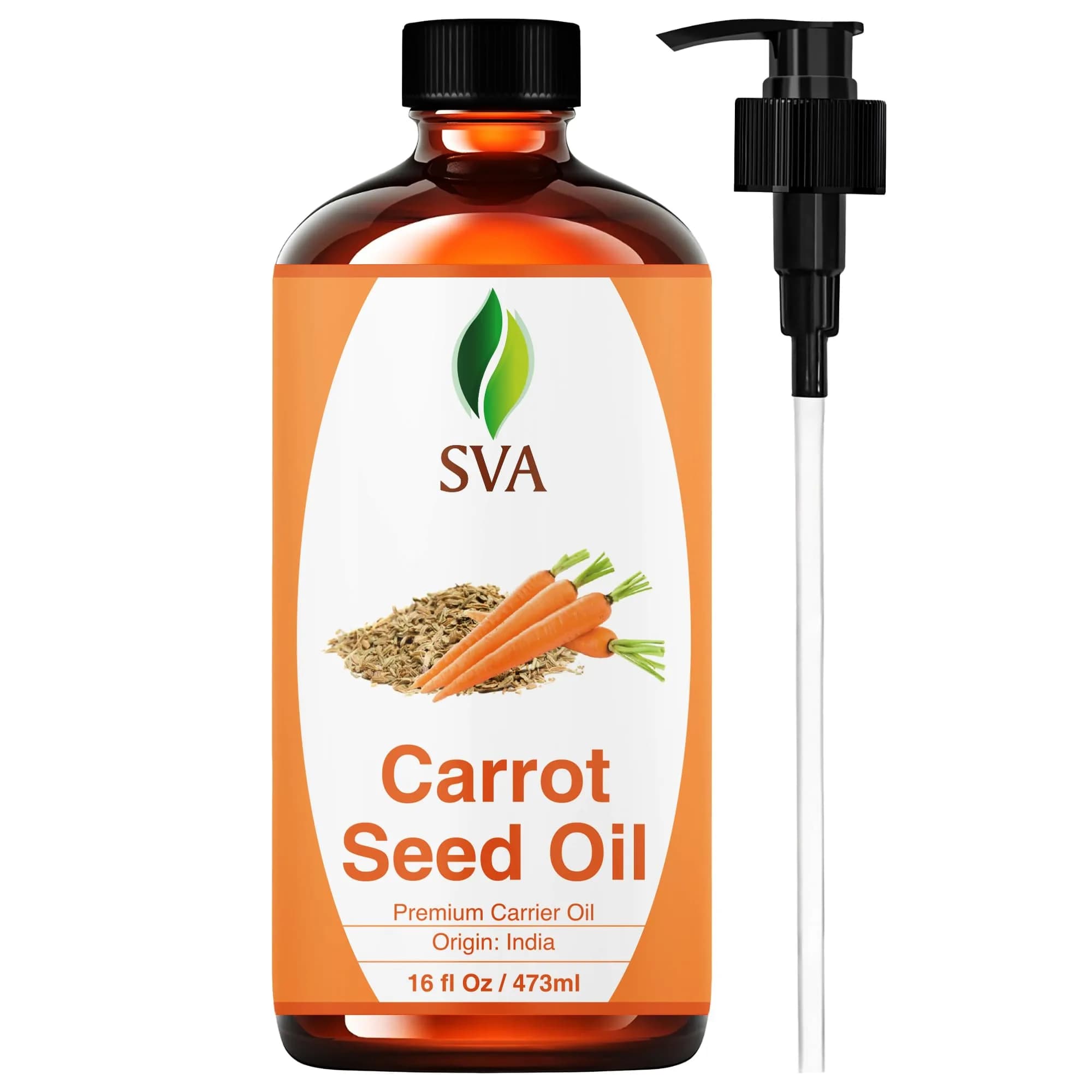 SVA ORGANICS Carrot Seed Carrier Oil - 16 Fl Oz (473 ml) - Pure & Natural - main product image