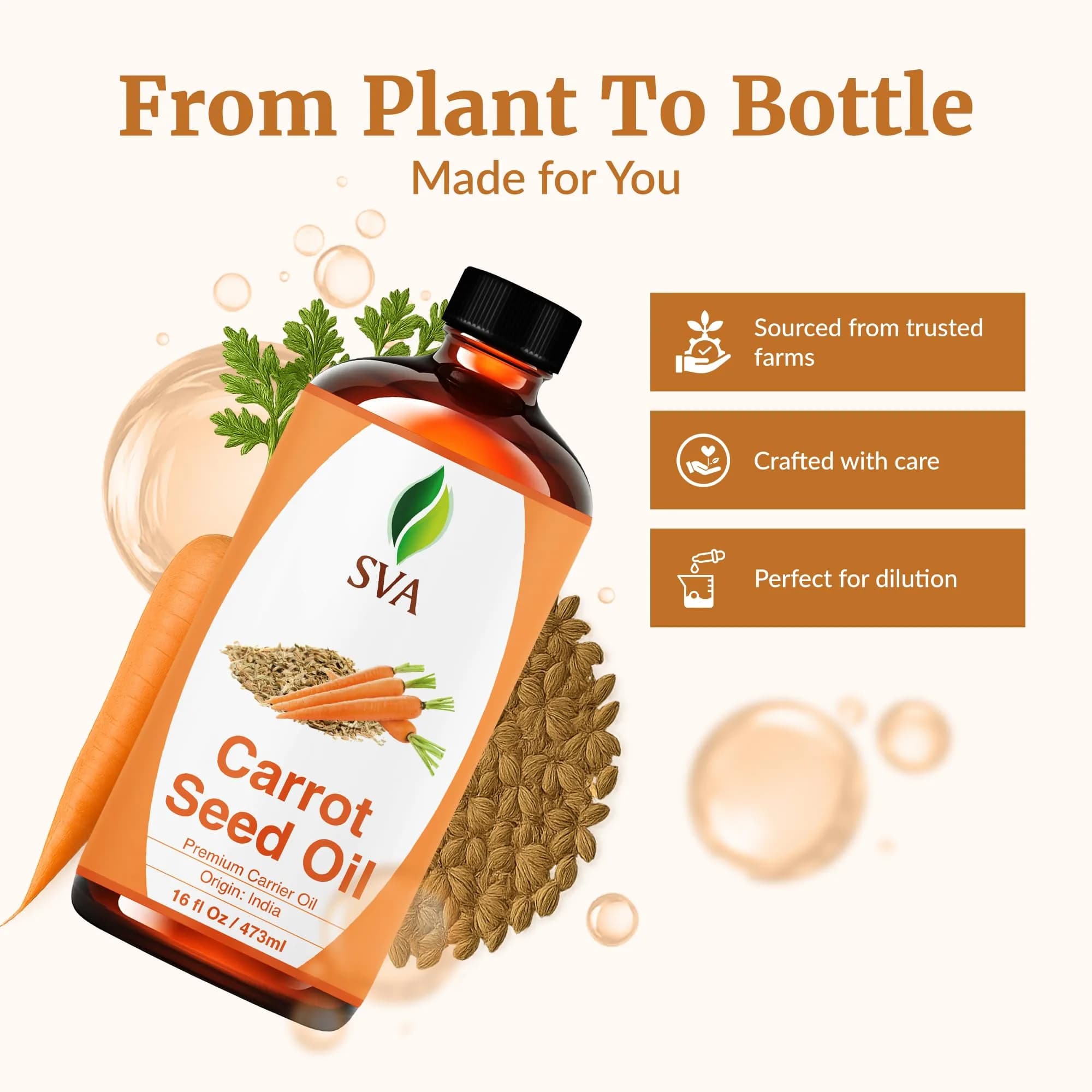 SVA ORGANICS Carrot Seed Carrier Oil - 16 Fl Oz (473 ml) - Pure & Natural - view 4
