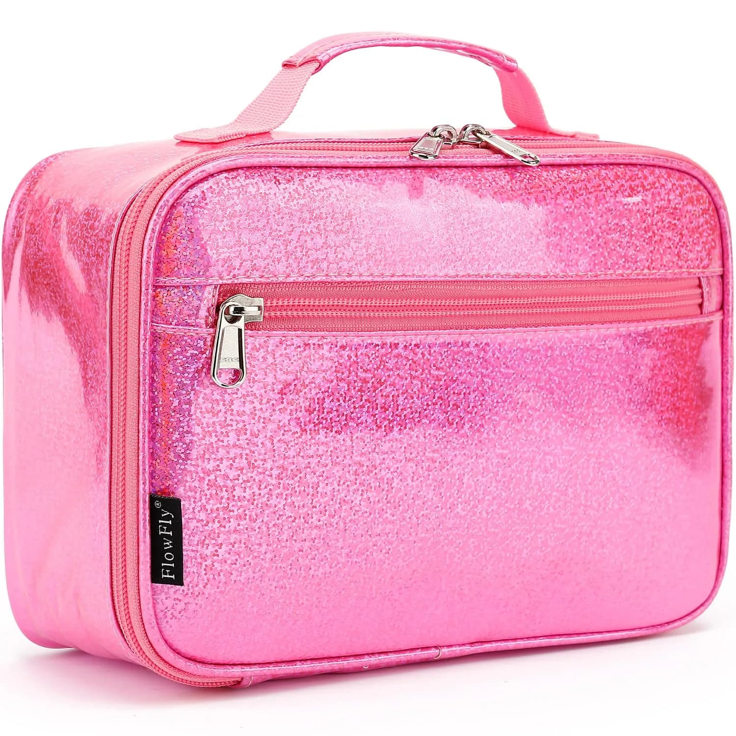 FlowFly Kids Lunch Box Insulated Soft Bag Pink | 5.8L (195ml) Thermal Meal Tote Kit for Girls & Boys