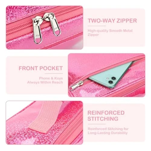 FlowFly Kids Lunch Box Insulated Soft Bag Pink | 5.8L (195ml) Thermal Meal Tote Kit for Girls & Boys thumbnail 4