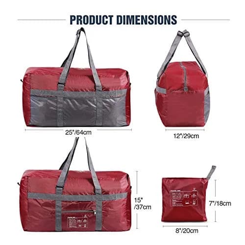 REDCAMP 75L Extra Large Travel Duffle Bag Lightweight Waterproof, Wine Red | Water-Resistant & Foldable for Travel & Outdoor Use thumbnail 5