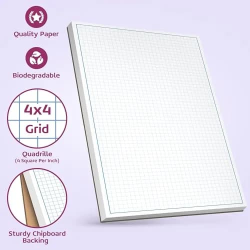 NextDayLabels Blueprint Graph Paper Pad 8.5x14 | 50 Sheets for Engineering & Drafting thumbnail 3