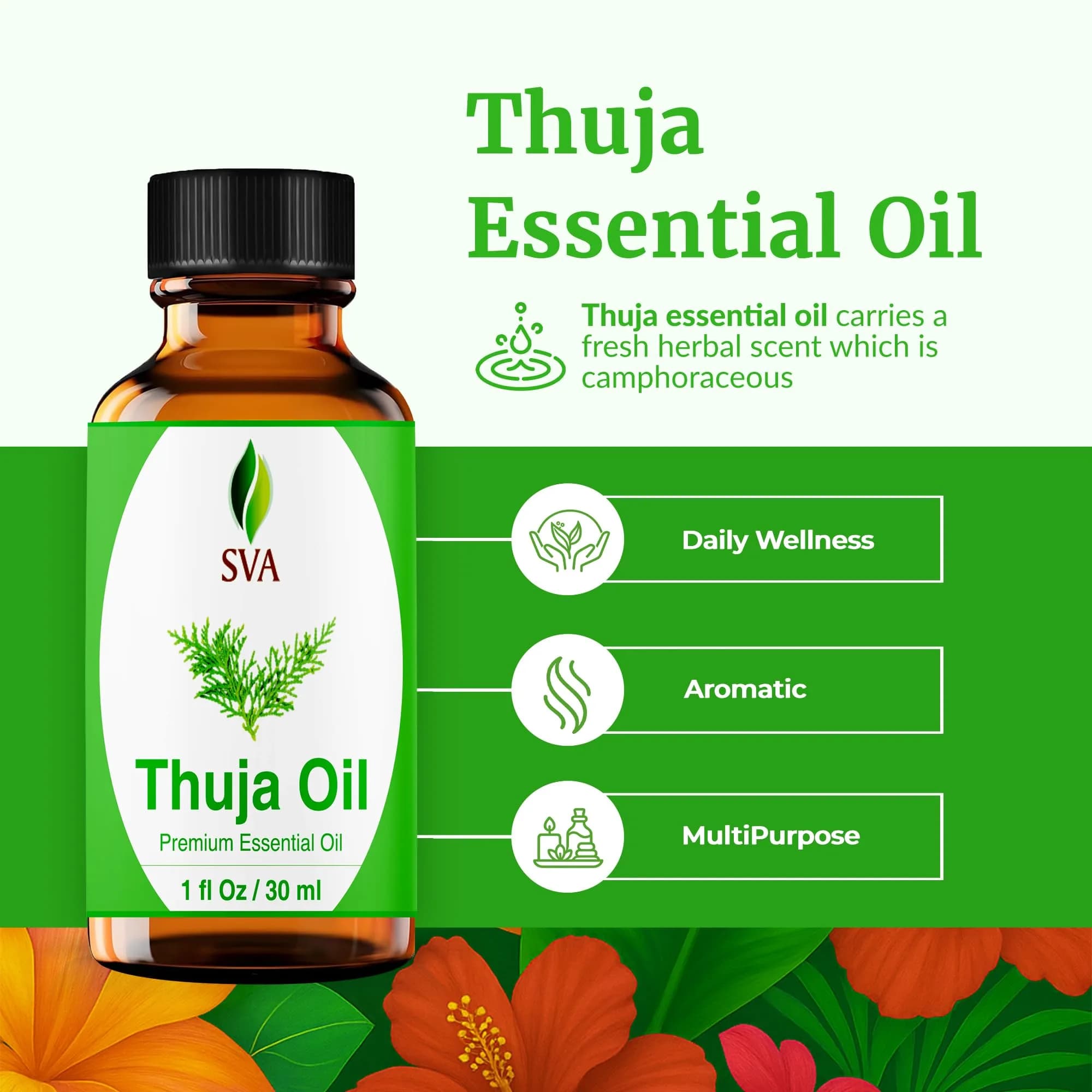 SVA ORGANICS Thuja Essential Oil, 1 Fl Oz (30 ml) - Pure & Natural Steam Distilled - view 2