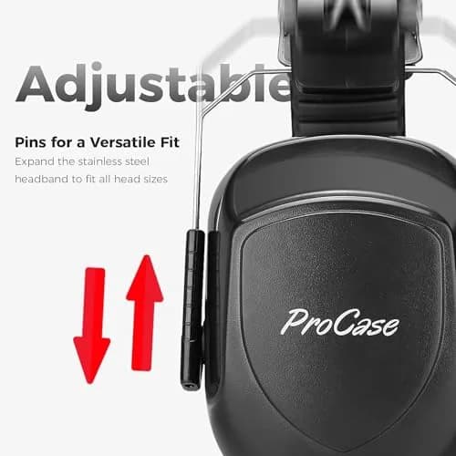 ProCase Professional Safety Ear Muffs NRR 28dB | Adjustable Noise Reduction Earmuffs for Adults & Kids, Shooting, Construction, Lawn Mowing, Studying, Autism Sensory Needs thumbnail 2