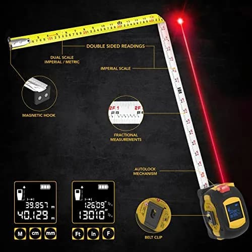 LEXIVON 2 in 1 Digital Laser Tape Measure 130ft (40m) | AutoLock & Backlit LCD thumbnail 3