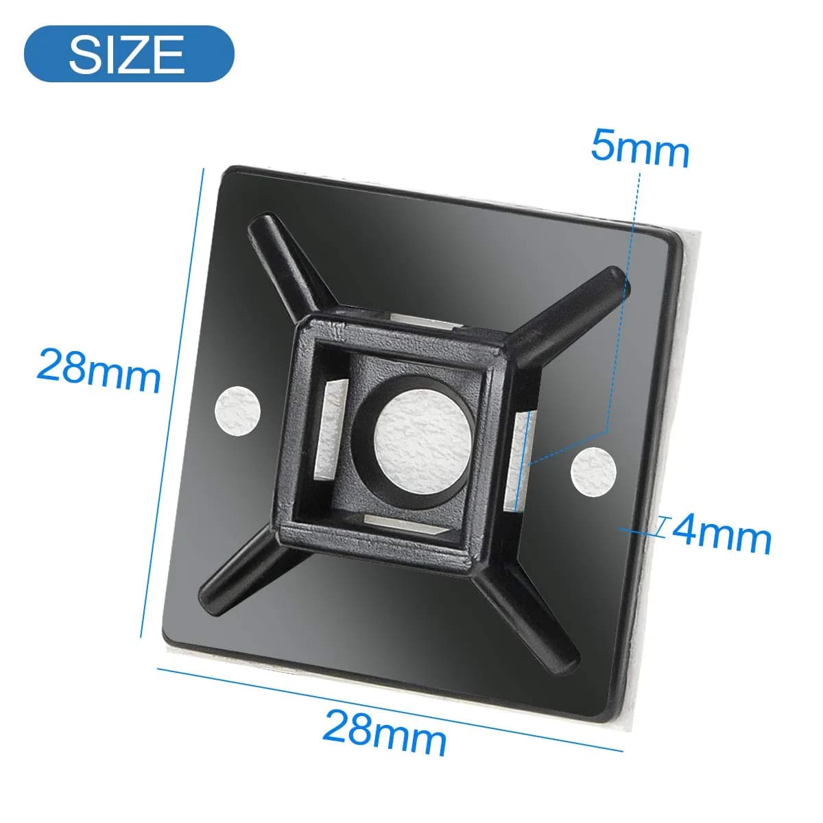 XHF Black 1.1" Self-Adhesive Cable Tie Mounts - 100 Piece Pack | Secure Wire Organization - view 3
