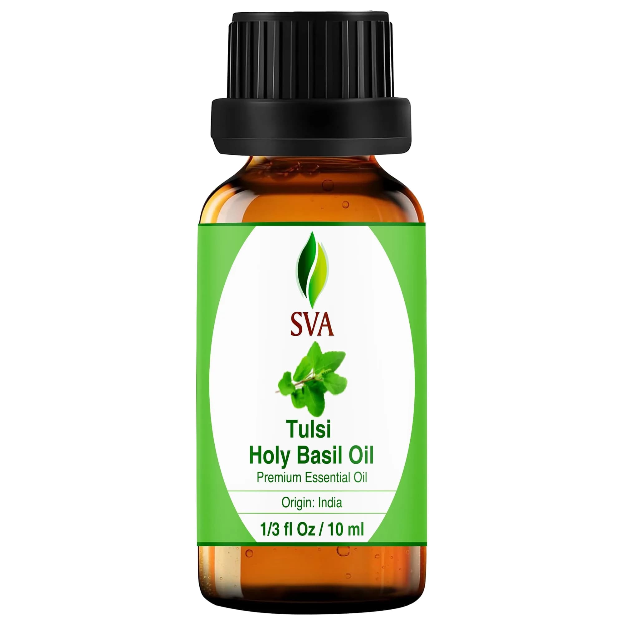 SVA ORGANICS Holy Tulsi Essential Oil 10 ml (0.33 Fl Oz) | Pure, Herbal Aroma for Diffusers & Skin - main product image