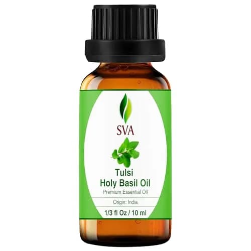 SVA ORGANICS Holy Tulsi Essential Oil 10 ml (0.33 Fl Oz) | Pure, Herbal Aroma for Diffusers & Skin thumbnail 1