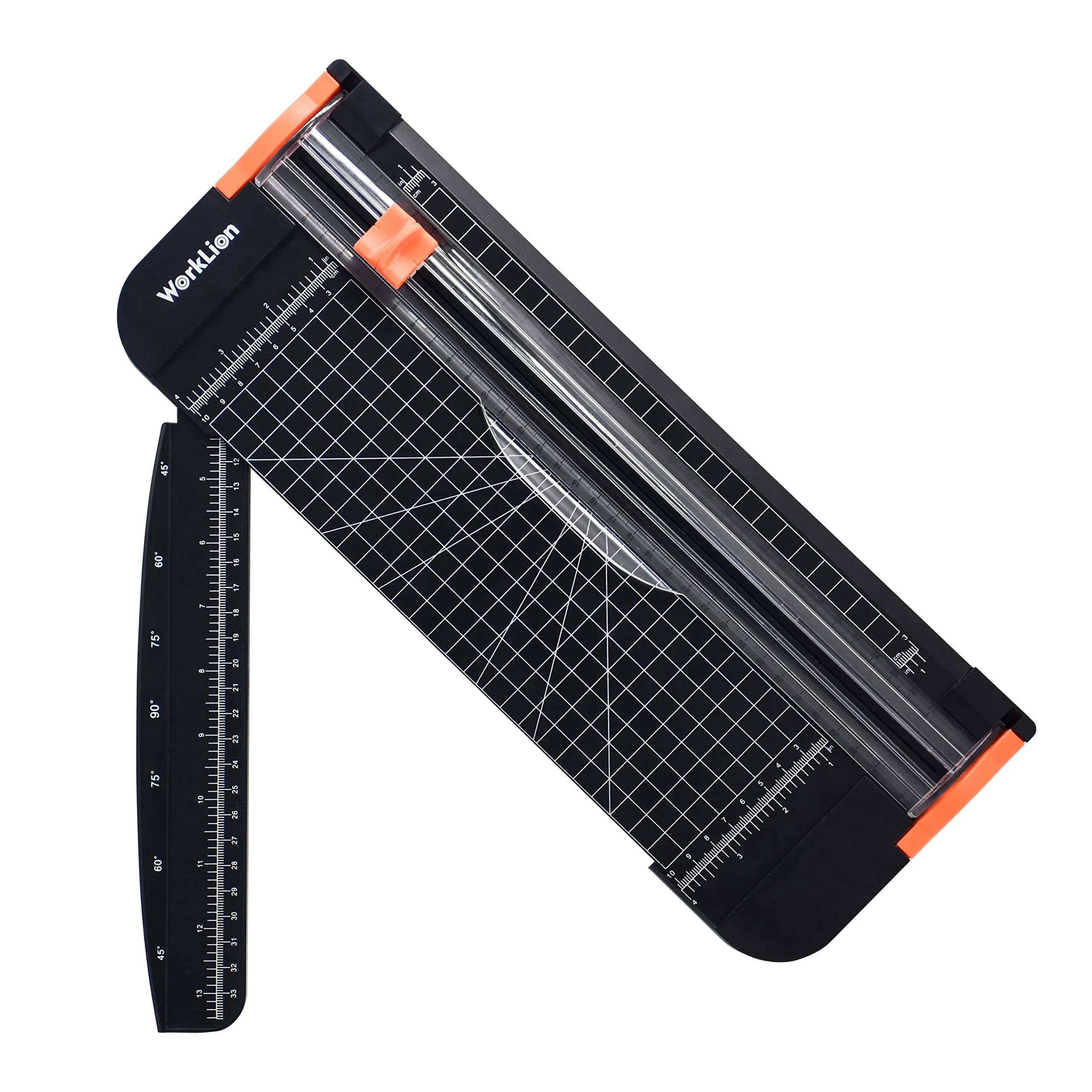 WORKLION Paper Cutter Pink 12 Inch | Safe, Precise & Portable Crafting Tool — Paper Trimmer Black