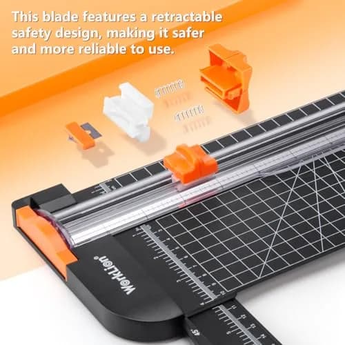 WORKLION Paper Cutter - A4 Craft Cutter with Security Blade, 12 inch Black Office Paper Trimmer thumbnail 2