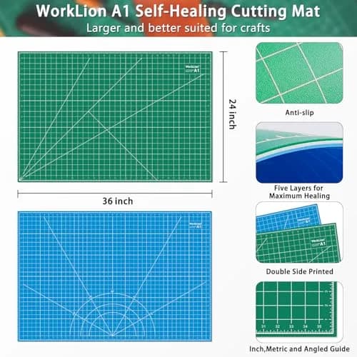 WORKLION 24" x 36" Self Healing PVC Cutting Mat, Double Sided, Gridded for Sewing & Crafting (93.5 x 63cm) thumbnail 4