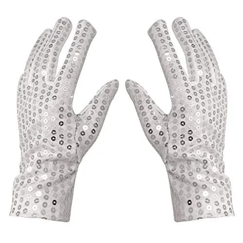 Honbay Silver Sparkling Sequin Gloves for Dance Performance - 23cm (9in) Pair thumbnail 1