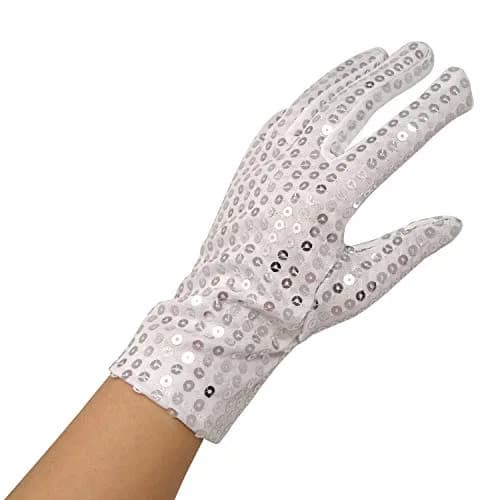 Honbay Silver Sparkling Sequin Gloves for Dance Performance - 23cm (9in) Pair thumbnail 7