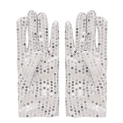Honbay Silver Sparkling Sequin Gloves for Dance Performance - 23cm (9in) Pair thumbnail 3