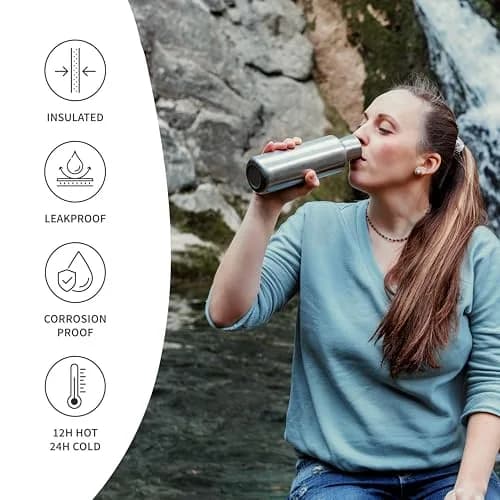 Bambaw 750ml (24 oz) Insulated Stainless Steel Water Bottle | Rust-Resistant, Leakproof, Wide Mouth for Easy Cleaning thumbnail 3