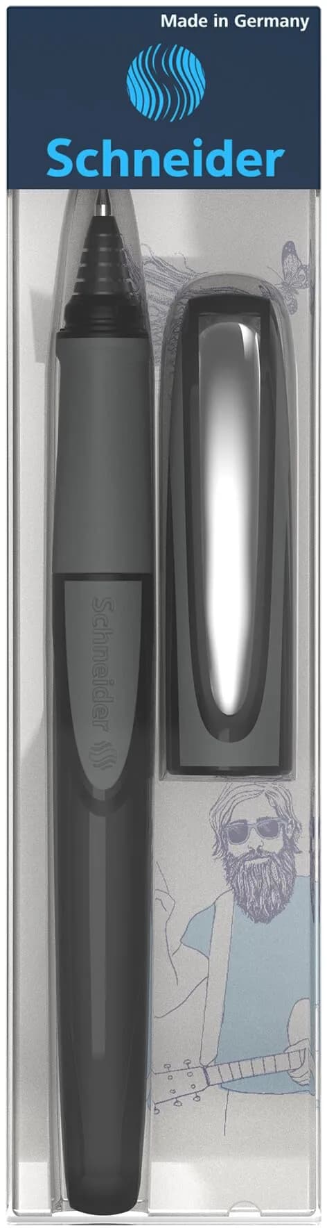 Schneider Ray Cartridge Rollerball Pen M (Medium), Refillable, Onyx Barrel, Royal Blue Erasable Ink | Smooth Ink Flow - view 6