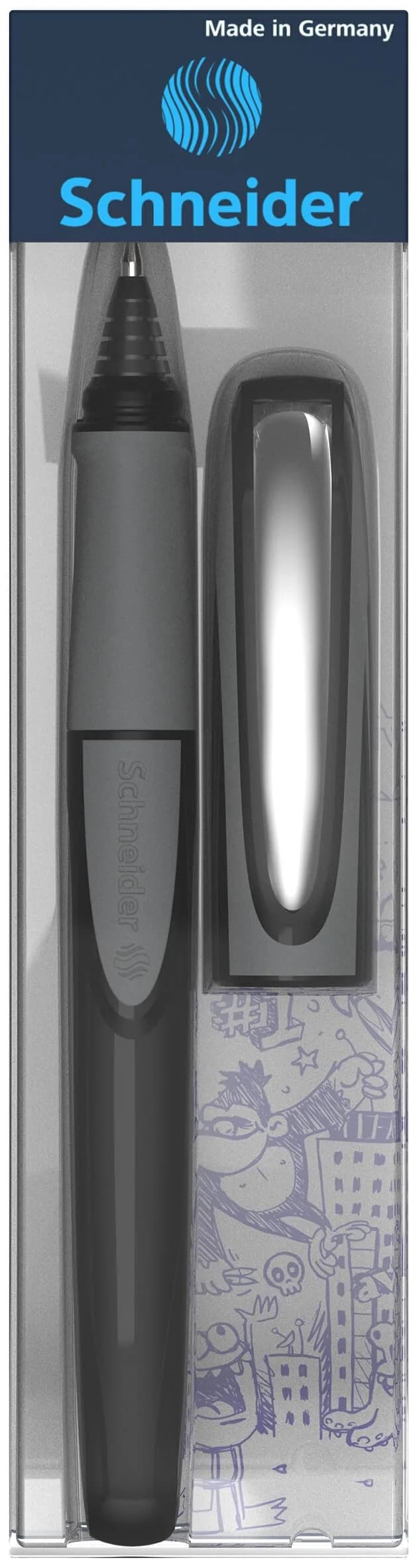 Schneider Ray Cartridge Rollerball Pen M (Medium), Refillable, Onyx Barrel, Royal Blue Erasable Ink | Smooth Ink Flow - view 4