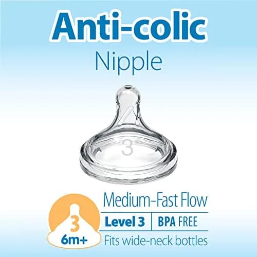 Dr. Brown's Wide-Neck Level 3 Nipple 6m+ 6-Pack | Medium-Fast Flow Silicone for Natural Latch thumbnail 2