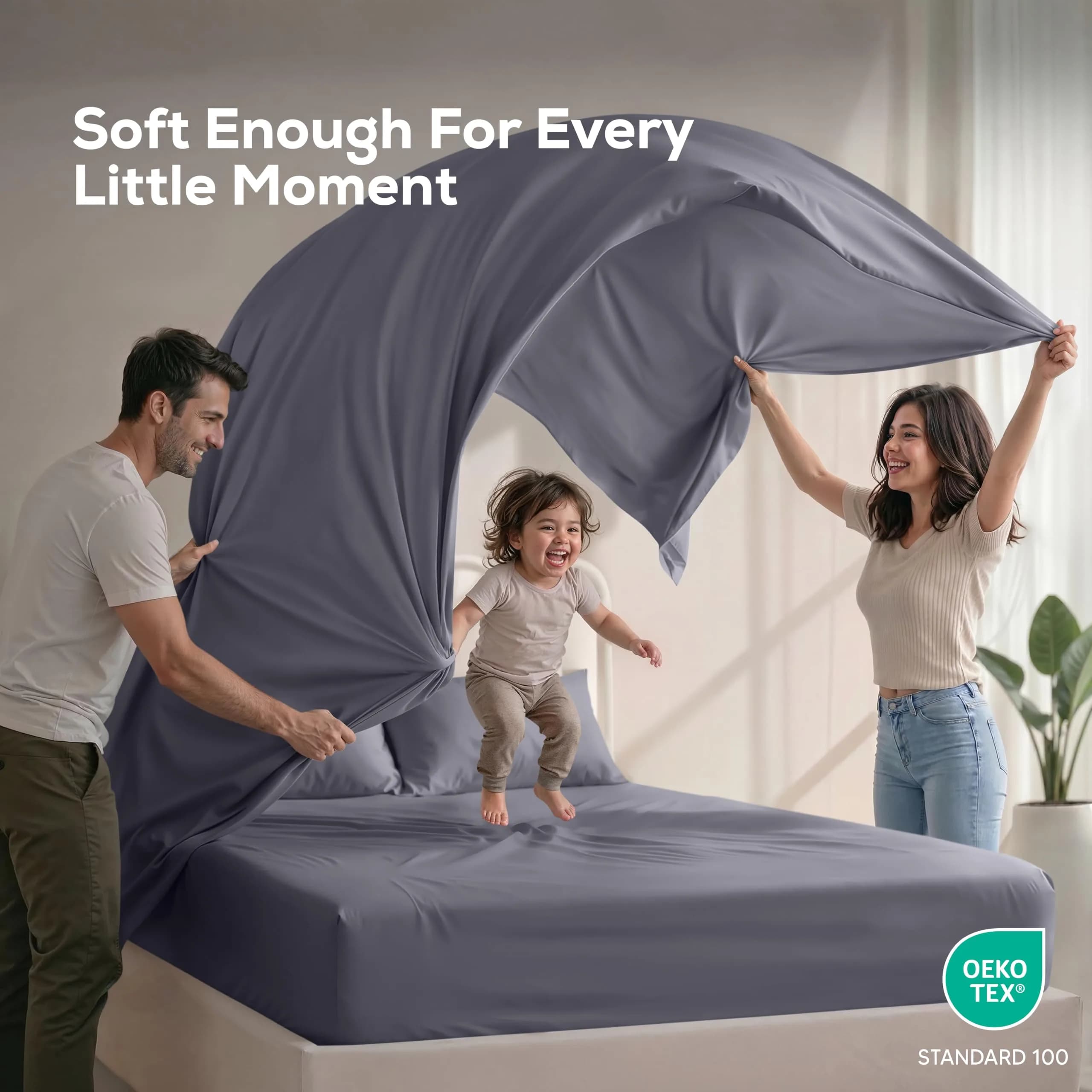 Utopia Bedding California King Sheets Set 4 Pieces 16" Deep Pocket Grey | Soft, Durable & Easy Care thumbnail 5