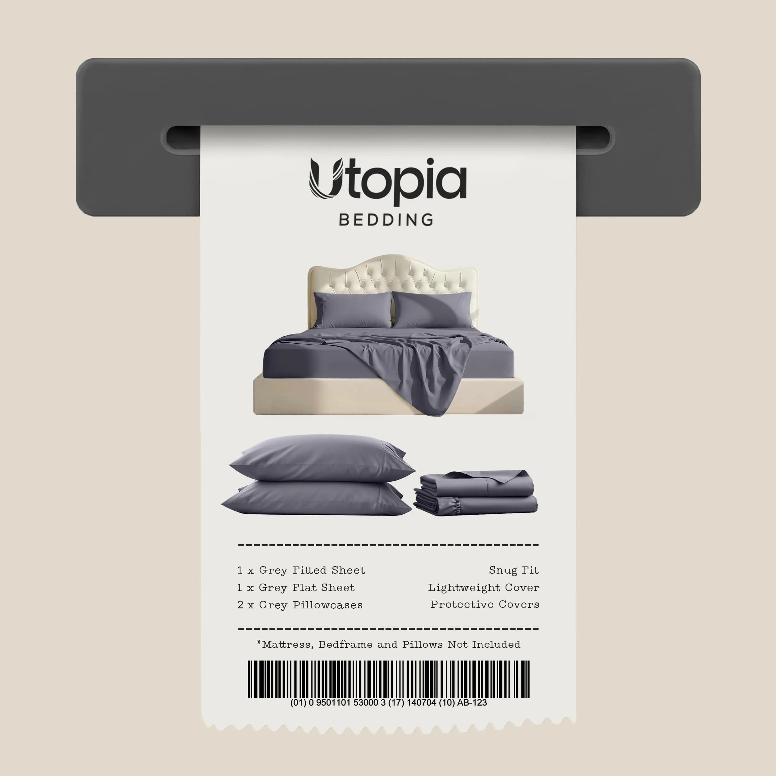Utopia Bedding California King Sheets Set 4 Pieces 16" Deep Pocket Grey | Soft, Durable & Easy Care thumbnail 7