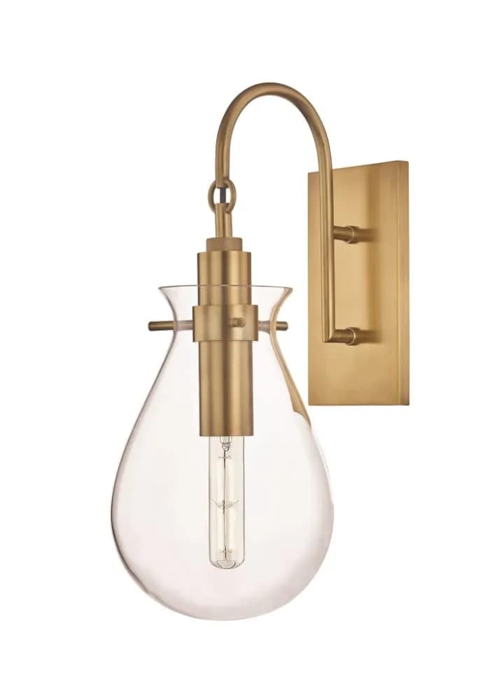Hudson Valley Lighting Ivy 1-Light Wall Sconce | Aged Brass Finish | Damp-Rated for Bathroom Use