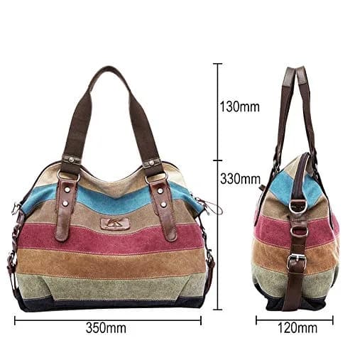 SNUG STAR Canvas Handbag Multi-Color Striped Lattice Cross Body Shoulder Purse Bag Tote for Women (Multi Color D) | Durable, Fashionable & Spacious thumbnail 7