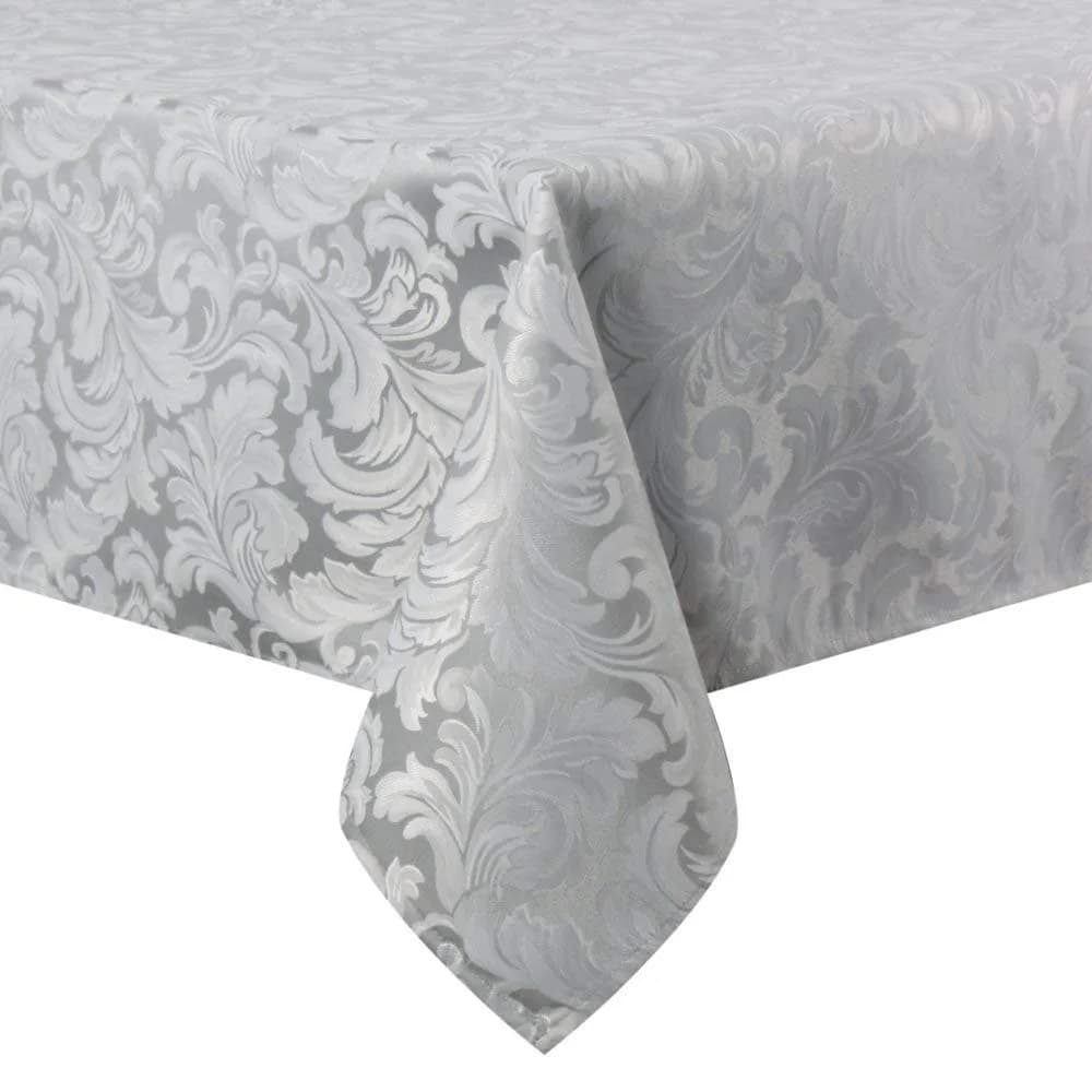 Tektrum 70 x 70 inch Square Damask Jacquard Tablecloth Waterproof Spill Proof Stain Resistant Wrinkle Free Heavy Duty (Silver Gray)