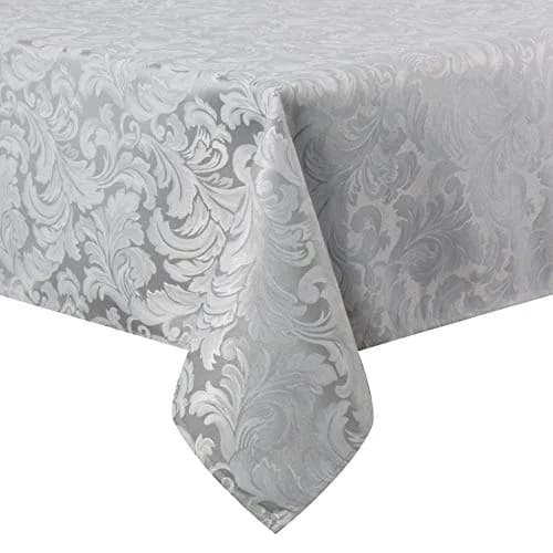 Tektrum 70 x 70 inch Square Damask Jacquard Tablecloth Waterproof Spill Proof Stain Resistant Wrinkle Free Heavy Duty (Silver Gray) thumbnail 1