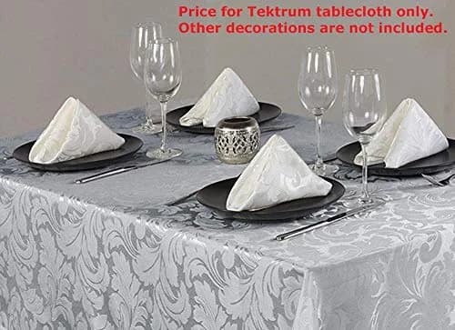 Tektrum 70 x 70 inch Square Damask Jacquard Tablecloth Waterproof Spill Proof Stain Resistant Wrinkle Free Heavy Duty (Silver Gray) thumbnail 5