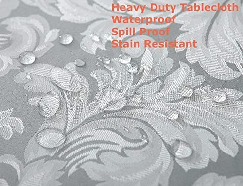 Tektrum 70 x 70 inch Square Damask Jacquard Tablecloth Waterproof Spill Proof Stain Resistant Wrinkle Free Heavy Duty (Silver Gray) thumbnail 2