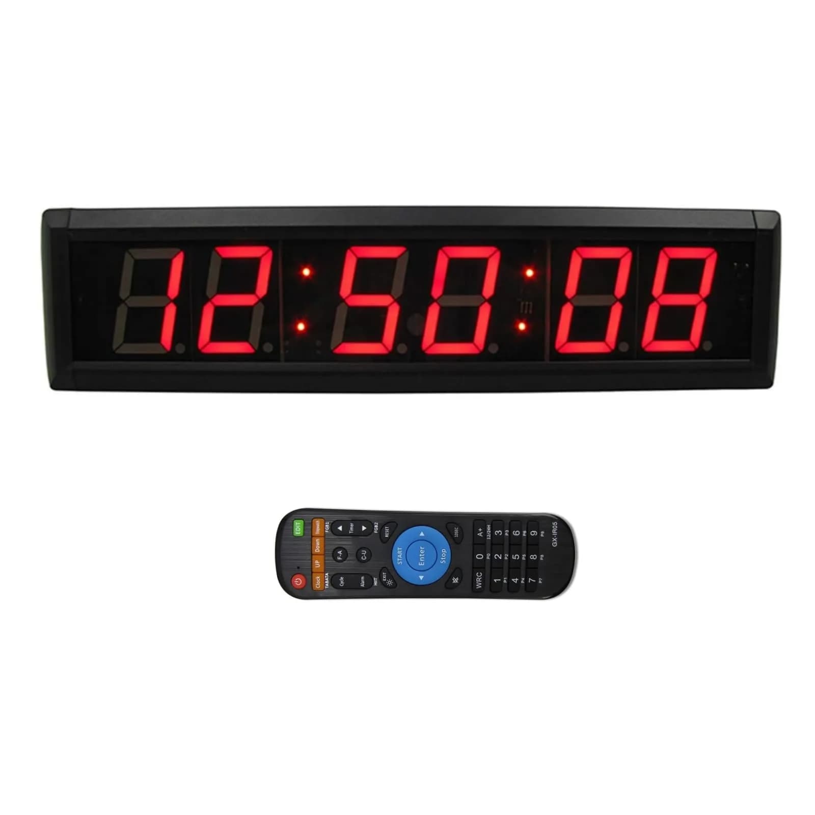 GAN XIN Large Digital Wall Clock with Remote Control | 12/24 Hour LED Timer for Home & Office — Red Without Interval Timer