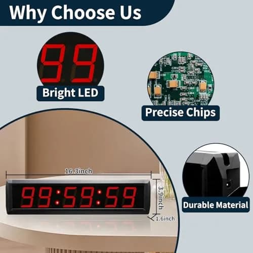 GAN XIN Large Digital Wall Clock with Remote Control | 12/24 Hour LED Timer for Home & Office thumbnail 2