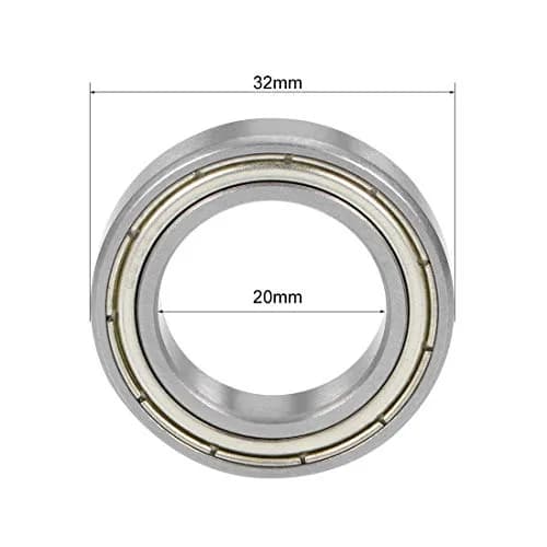 uxcell 6804ZZ Deep Groove Ball Bearing 20x32x7mm Double Shielded Chrome Steel Bearings (1-Pack) thumbnail 4