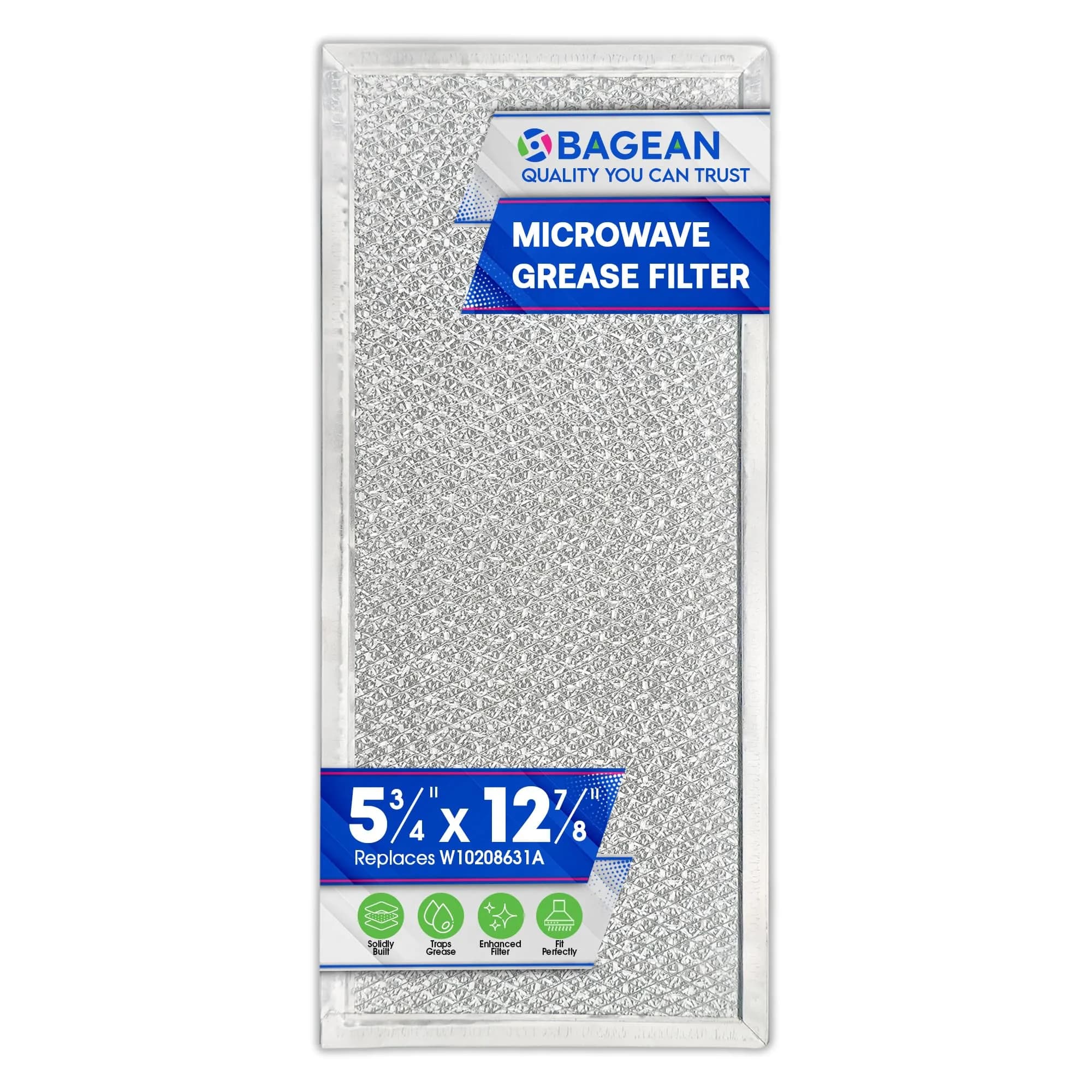 Bagean Microwave Grease Filter 15cm (5.8") x 33cm (12.9") Replacement for Whirlpool W10208631A | Filters Kitchen Air — Grey