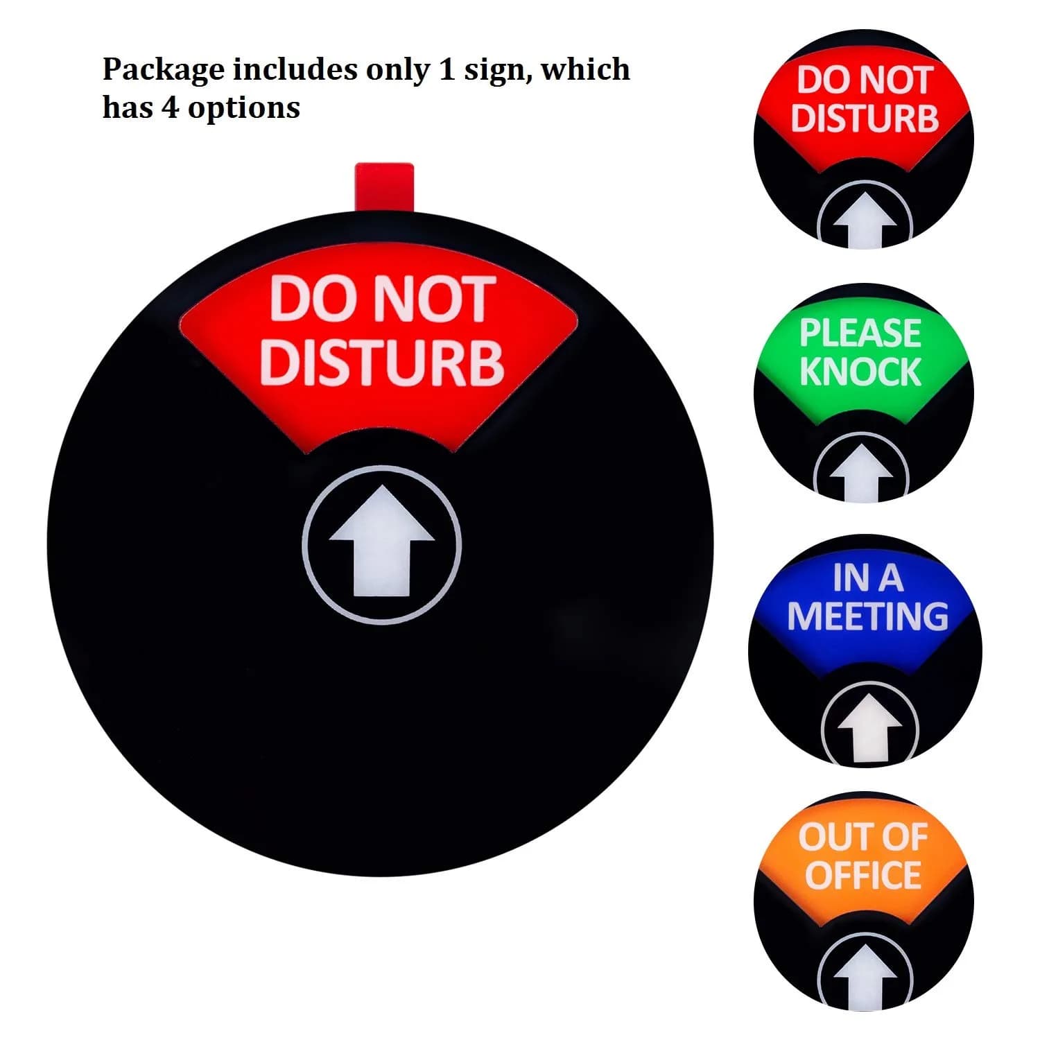 Kichwit Black Privacy Sign for Office Door, 5 Inch (12.7 cm) | 4-Status Sliding Sign - view 2