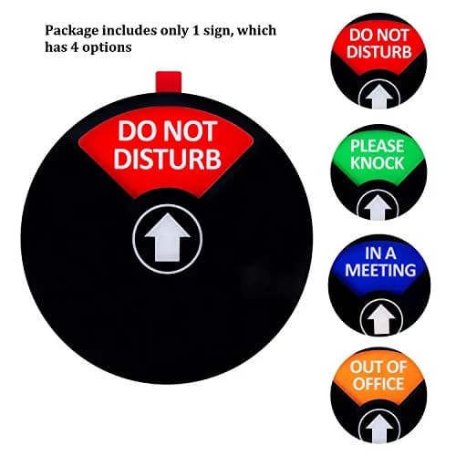 Kichwit Black Privacy Sign for Office Door, 5 Inch (12.7 cm) | 4-Status Sliding Sign thumbnail 2