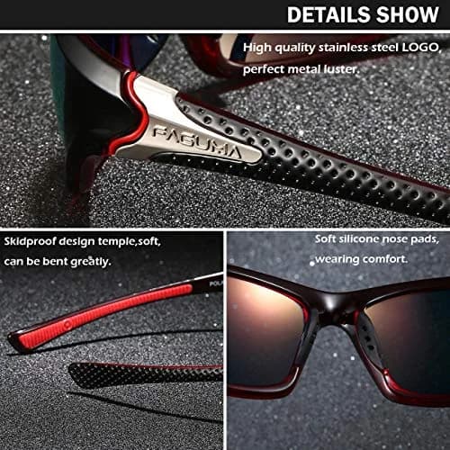 FAGUMA Sports Polarized Sunglasses for Men | UV400 Protection, 62mm Lens Width thumbnail 5