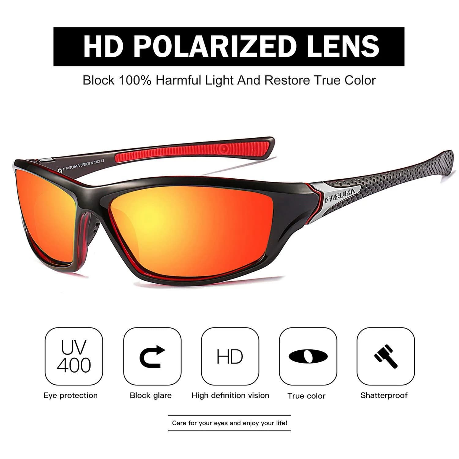 FAGUMA Sports Polarized Sunglasses for Men | UV400 Protection, 62mm Lens Width - view 3