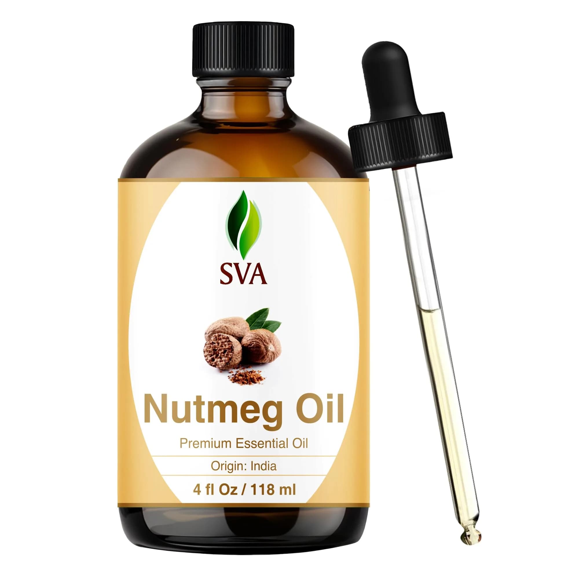 SVA ORGANICS Nutmeg Essential Oil, 4 Fl Oz (118 mL) - Pure & Natural - main product image