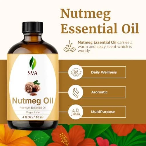 SVA ORGANICS Nutmeg Essential Oil, 4 Fl Oz (118 mL) - Pure & Natural thumbnail 2