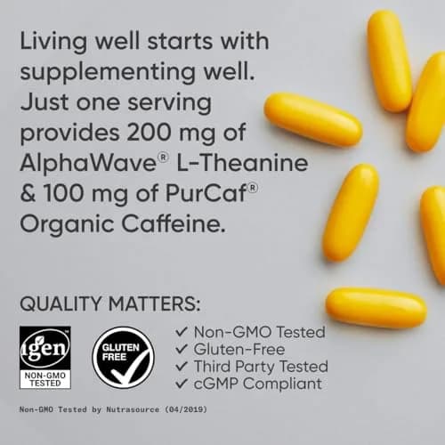 Sports Research L-Theanine + Caffeine Nootropic Supplement 60 Softgels | Natural Energy & Focus Support thumbnail 4