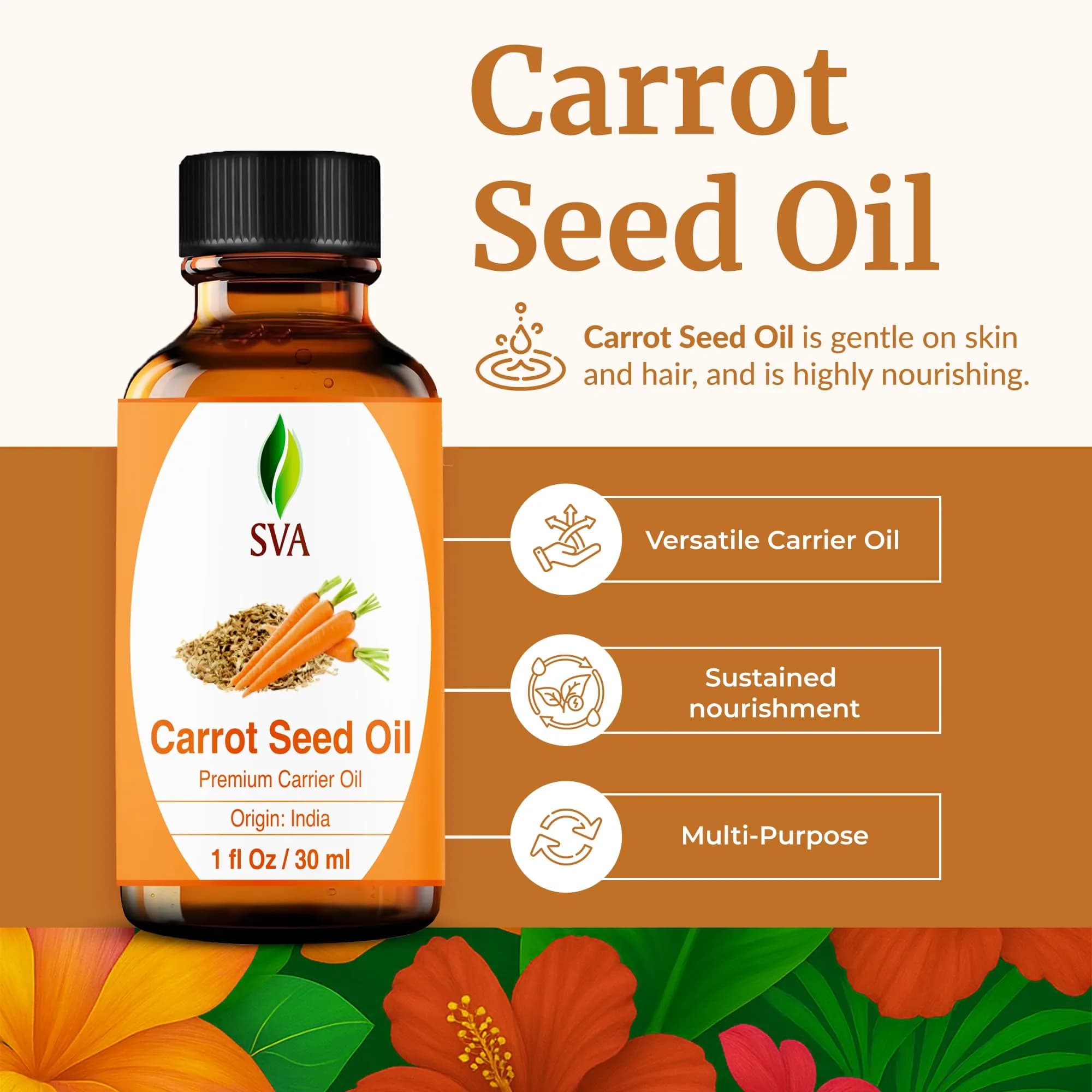 SVA ORGANICS Carrot Seed Carrier Oil 1 Fl Oz (30 ml) - Pure & Natural - view 2